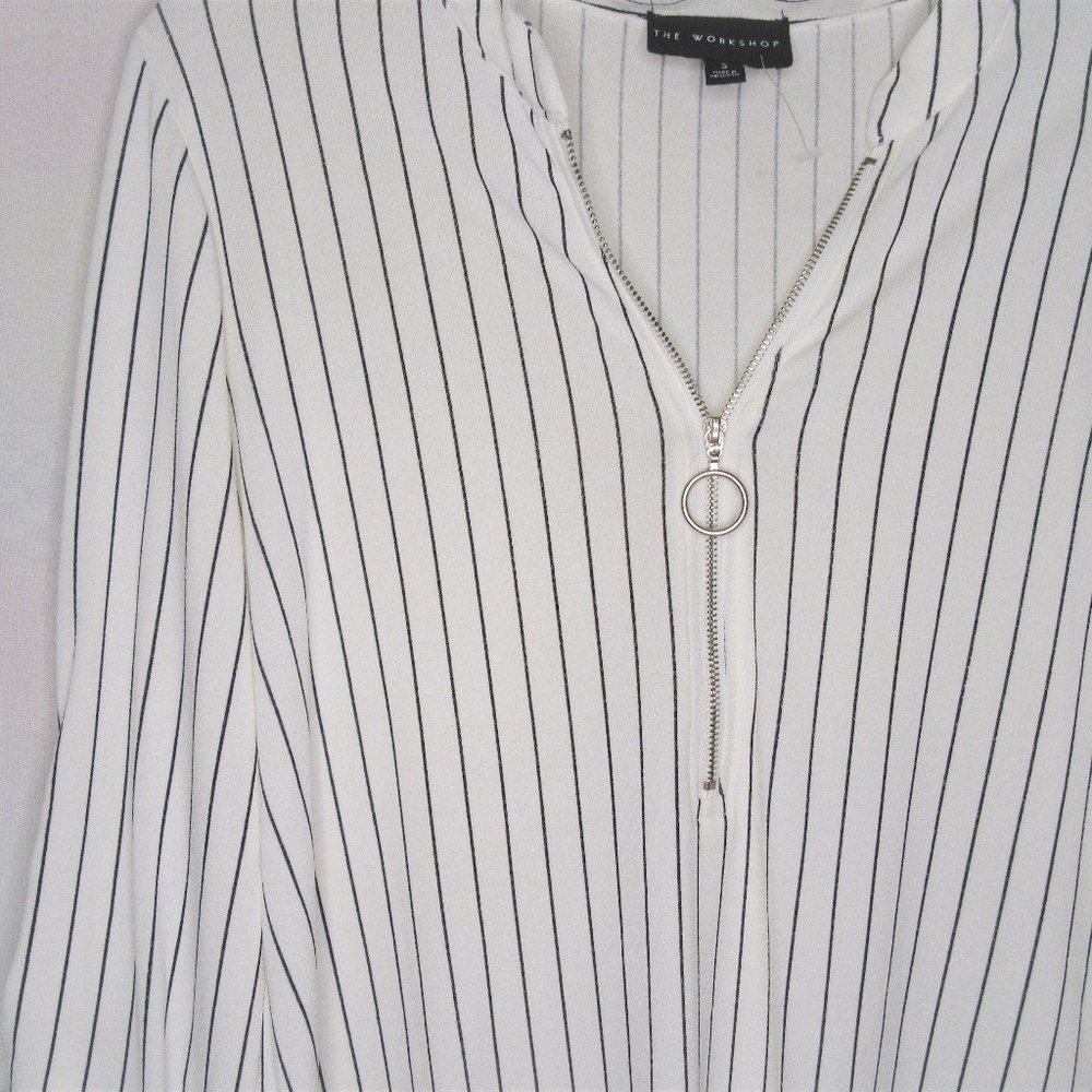 The Workshop Women's Striped V-Neck Zips, Top - Picture 2 of 3